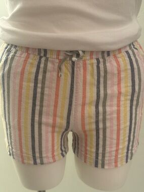 Old Navy Striped Cotton Drawstring Shorts in Pink, Yellow, Navy and Gray